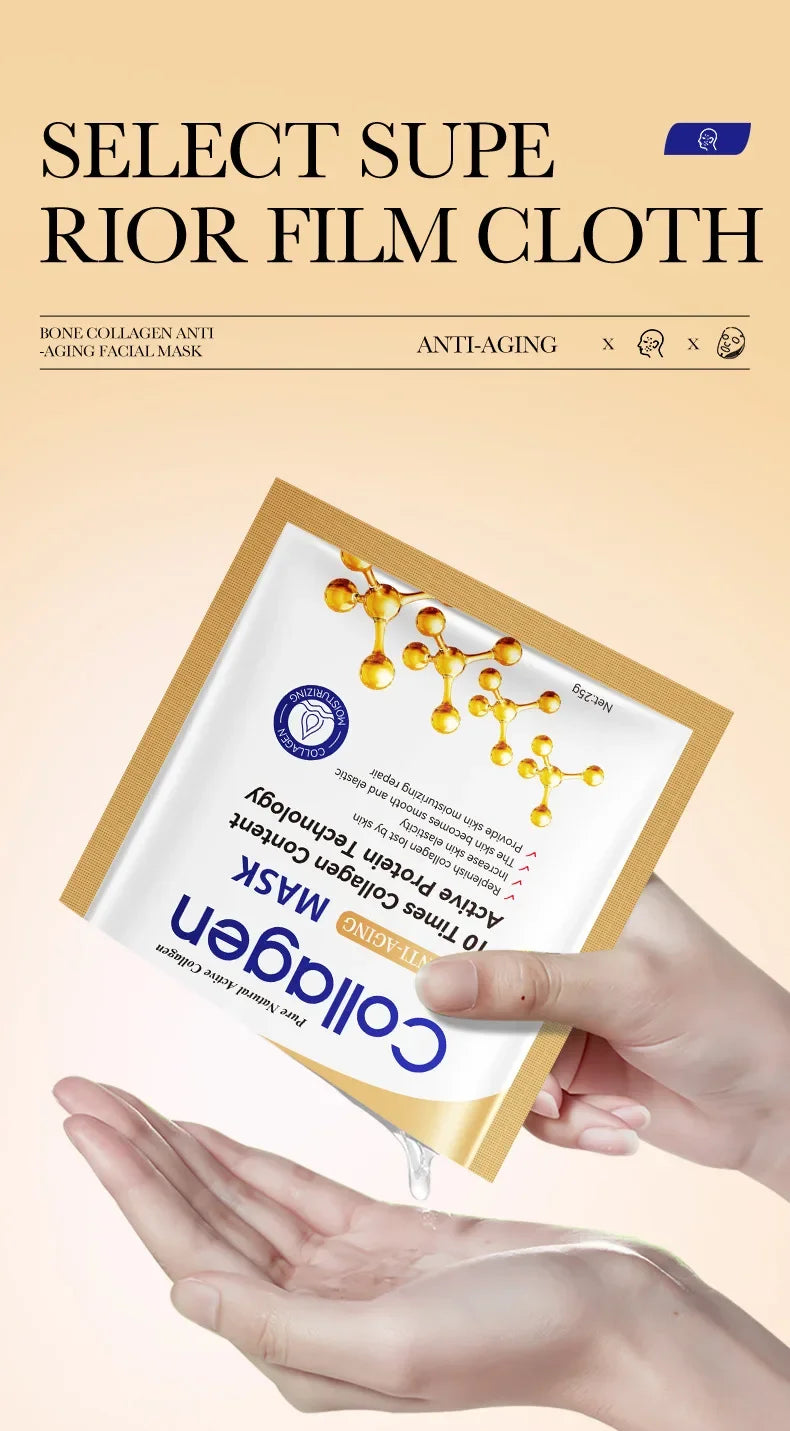 ✨ PACK 10 Masques Bio Collagène – Hydratation & Éclat Nature